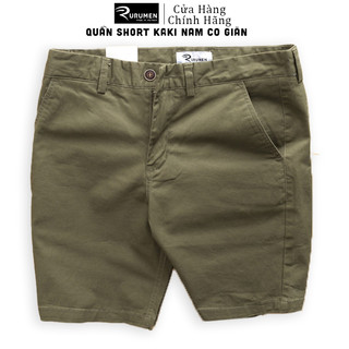 Quần short nam kaki co giãn rurumen quần đùi nam sort vnxk màu đen, da bò, xanh rêu, xám