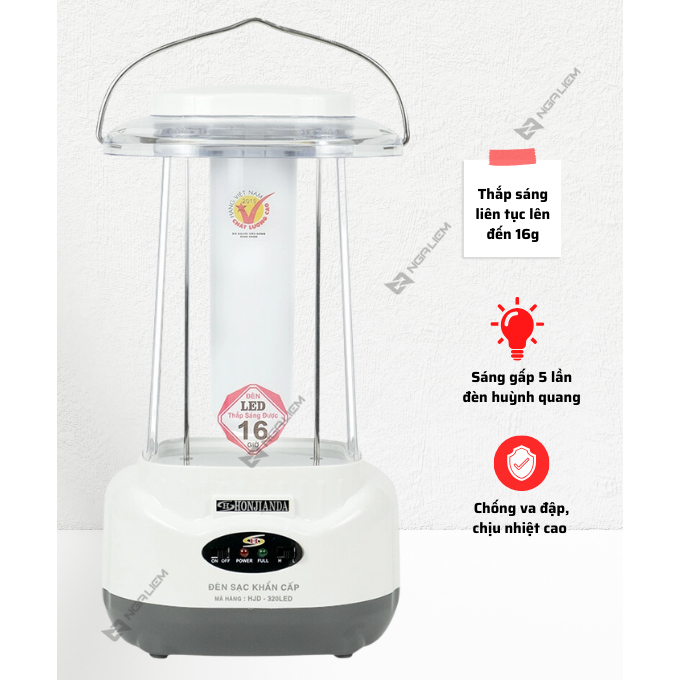 Đèn Sạc LED Chiếu Sáng Khẩn Cấp, Đèn Sạc Tích Điện Đa Năng Honjianda HJD-320 48 Bóng Siêu Sáng - Hàng Chính Hãng