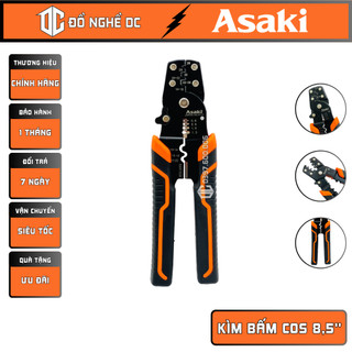 Kìm tuốt dây điện, kềm bấm dây điện, kìm bấm cốt đa năng 0.6 - 0.8 - 1.0 - 1.3mm2 8.5" ak-9107 asaki