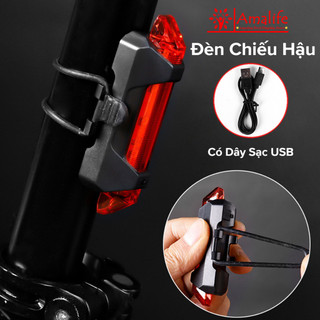 Đèn xe đạp hậu led có pin sạc usb, đèn hậu xe đạp thể thao gắn sau cảnh báo an toàn nhấp nháy 4 chế độ sáng 5 bóng led