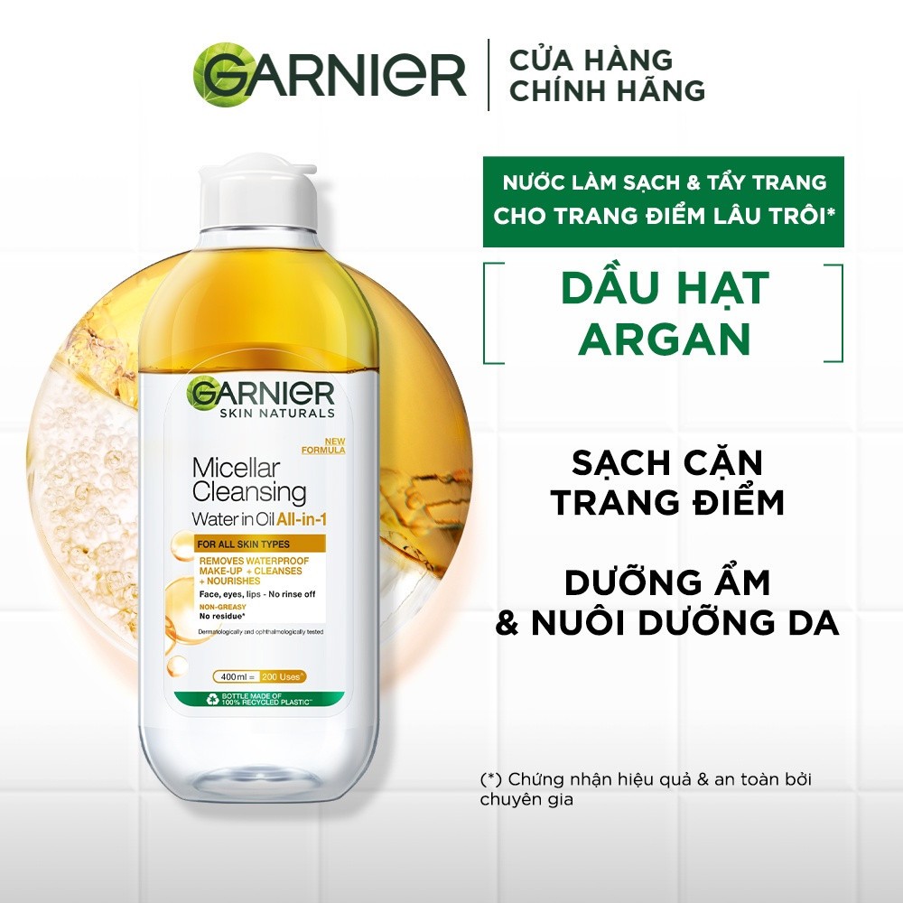 Nước Tẩy Trang làm sạch sâu dịu nhẹ cho mọi loại da - Garnier Micellar Cleansing Water 400ml | HEYCOS