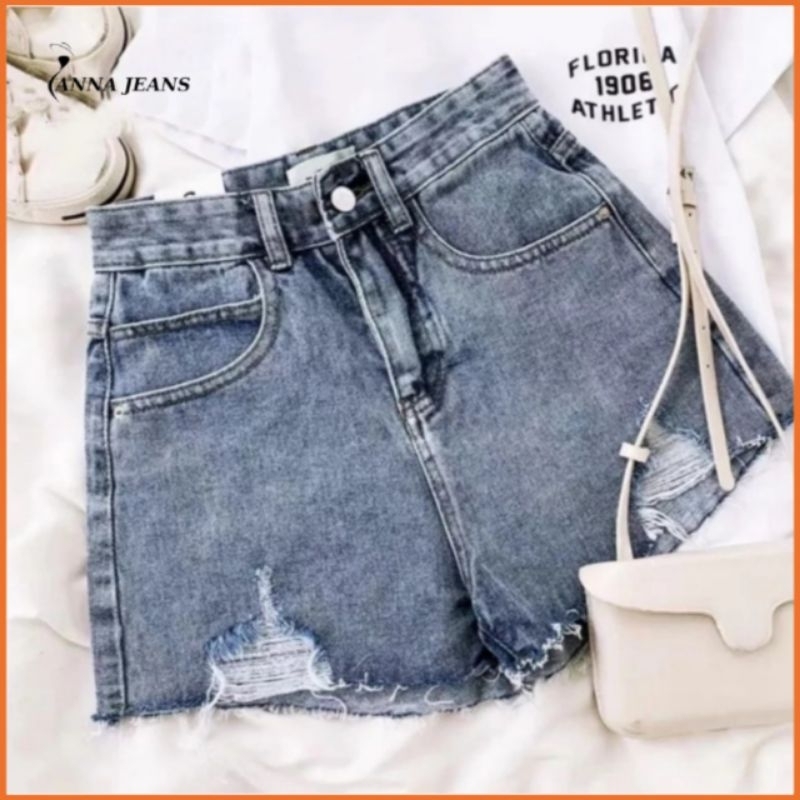 Quần short jeans nữ Anna jeans tua lai rách ulzzang phong cách hàn quốc trẻ trung năng động cá tính