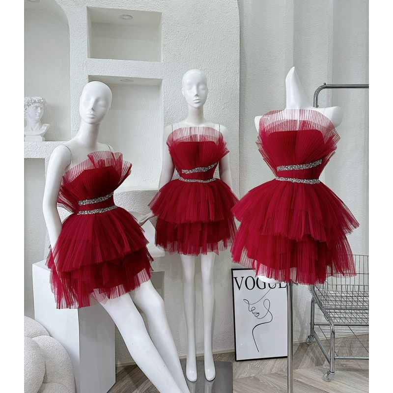 Đầm cúp lưới viền đá - thêm màu mới phía sạu