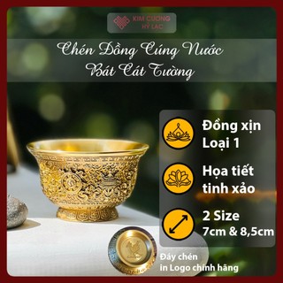 Ly cúng, chén nước cúng phật bằng đồng cao cấp 2 size 8,5 và 7cm
