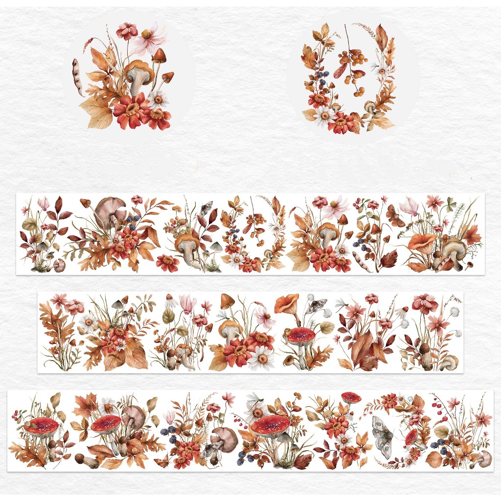 𝓑𝓾𝓵𝓵𝓮𝓽𝓳𝓸𝓾𝓻𝓷𝓪𝓵𝟏𝟏𝟓 ✿ Băng dính hãng WT "𝐌𝐮𝐬𝐡𝐫𝐨𝐨𝐦 𝐌𝐞𝐚𝐝𝐨𝐰 𝐖𝐢𝐝𝐞" mẫu cây nấm hoa lá phong cách mùa thu trang trí sổ