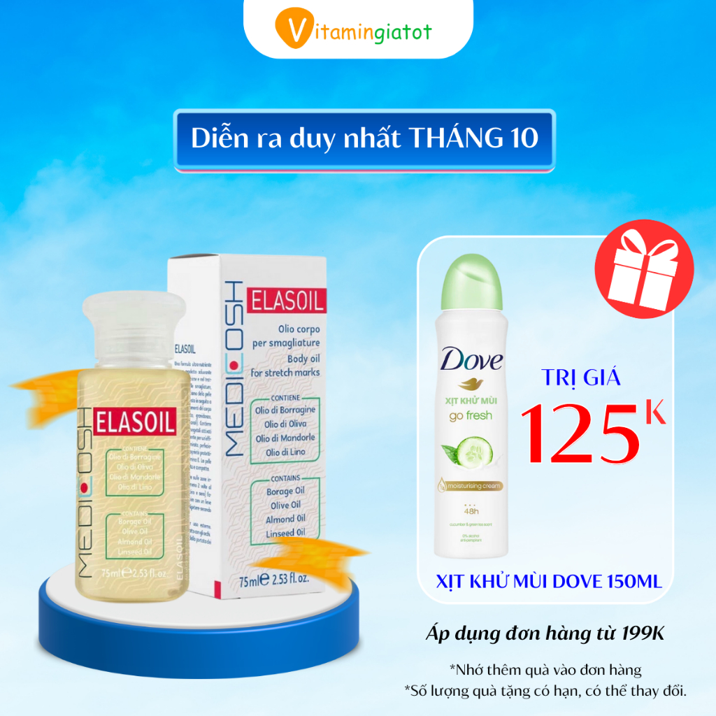 Dầu Dưỡng Medicosh Elasoil Làm Mờ Rạn Da Cho Bà Bầu Sau Sinh Và Do Tăng Cân 75ml