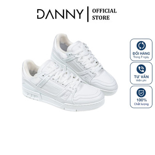 Giày thể thao nam nữ, giày sneaker LV Trainer trắng trơn SC full box