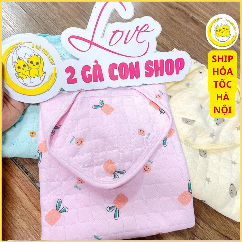 Chăn ủ trần bông có mũ/khăn chùm cho bé sơ sinh