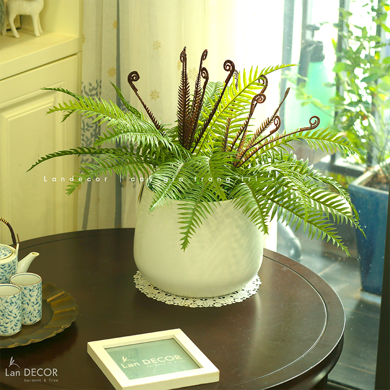 Cây dương xỉ giả - Cây giả decor trang trí nội thất nhà đẹp tự nhiên, phù hợp với không gian văn phòng, quán cafe.