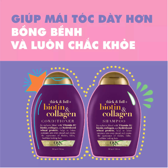 Bộ Dầu Gội Xả Thick & Full Organix Biotin & Collagen