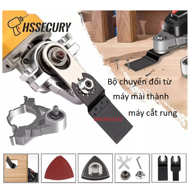 Máy cắt rung - bộ chuyển đổi máy cắt thành máy cắt rung tặng kèm 2 Lưỡi Cắt, Đĩa Chà Tam Giác ( loại tốt)