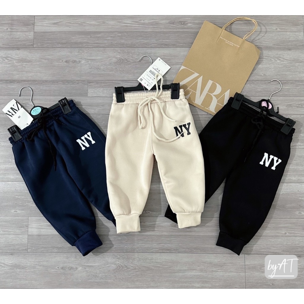 SET 3 QUẦN NỈ NY cho bé trai ĐEN / THAN / KEM