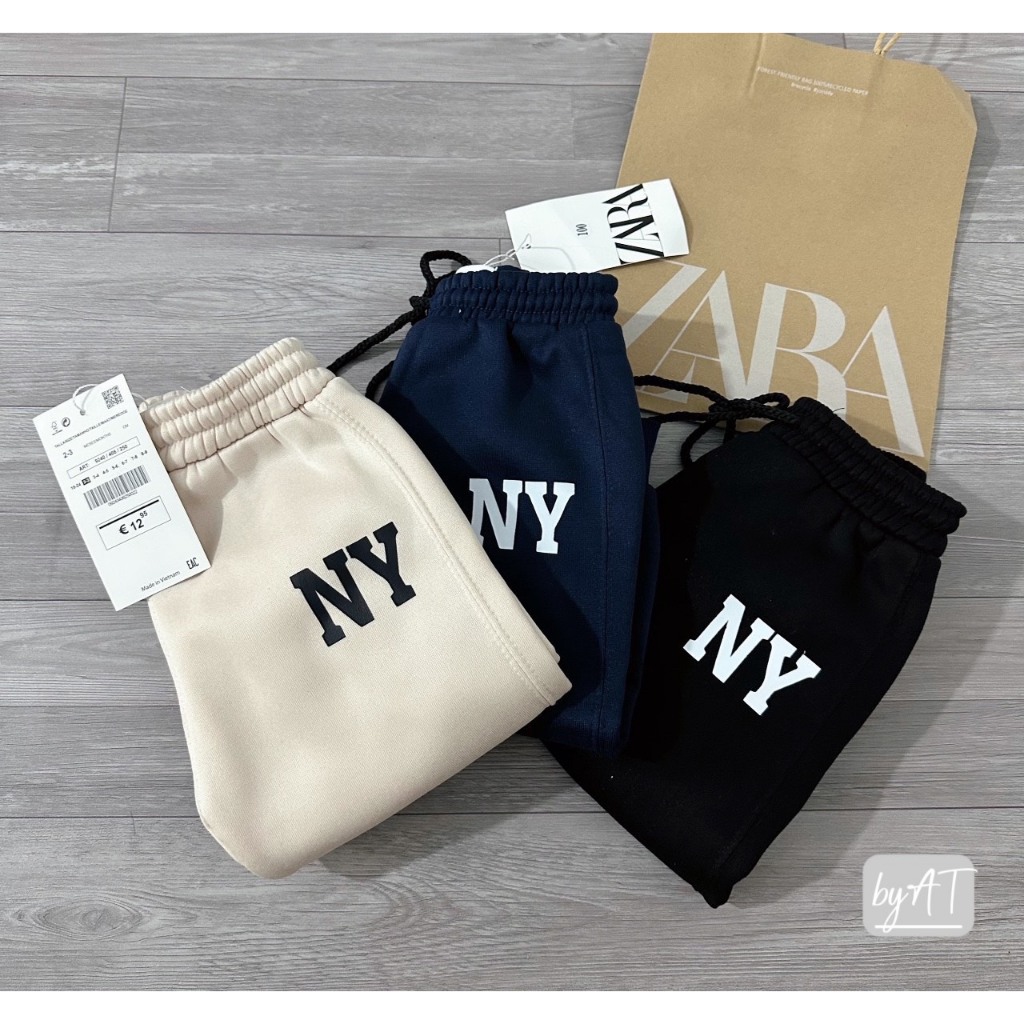 SET 3 QUẦN NỈ NY cho bé trai ĐEN / THAN / KEM