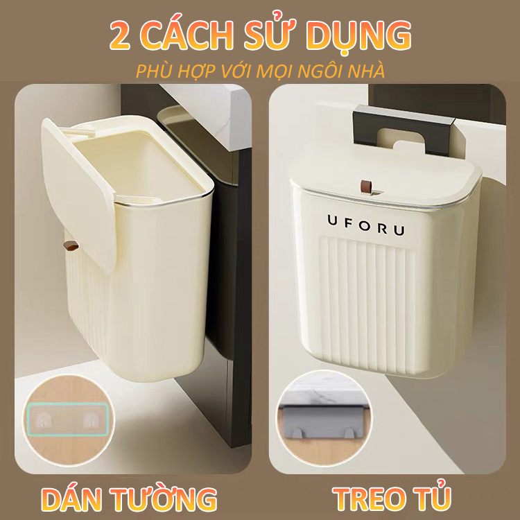 Thùng rác treo tường nhà bếp có nắp đậy nhà bếp Uforu cao cấp, treo tủ bếp treo cạnh bàn có nắp đậy thông minh - UF444