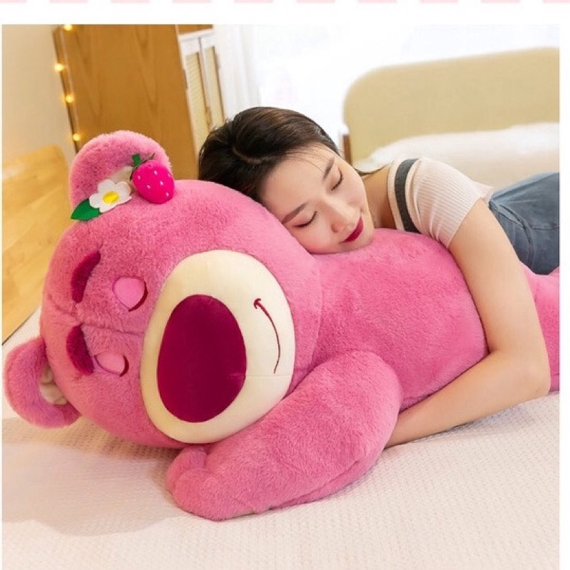 Gấu Bông Gấu Lotso Dâu, Gấu Dâu Gấu Lotso Nằm Ngủ Dễ Thương Tina.vn 65cm-1m1
