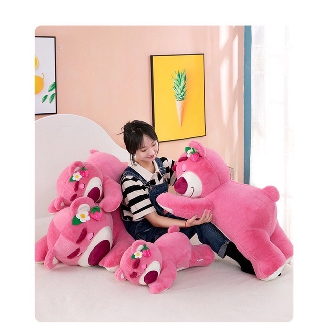 Gấu Bông Gấu Lotso Dâu, Gấu Dâu Gấu Lotso Nằm Ngủ Dễ Thương Tina.vn 65cm-1m1