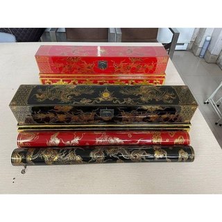 Ống đựng/ tráp đựng sắc phong tre sơn son
