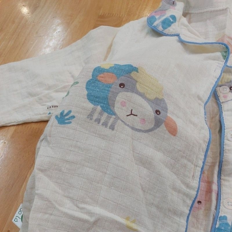 Bộ đồ pijama cừu vải xô - Áo Lá - size 130