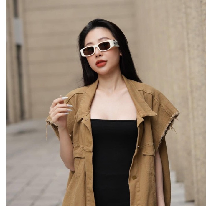 Kính mát thời trang unisex chữ nhật Palm angels tặng hôp Bisouhanoi KR2662