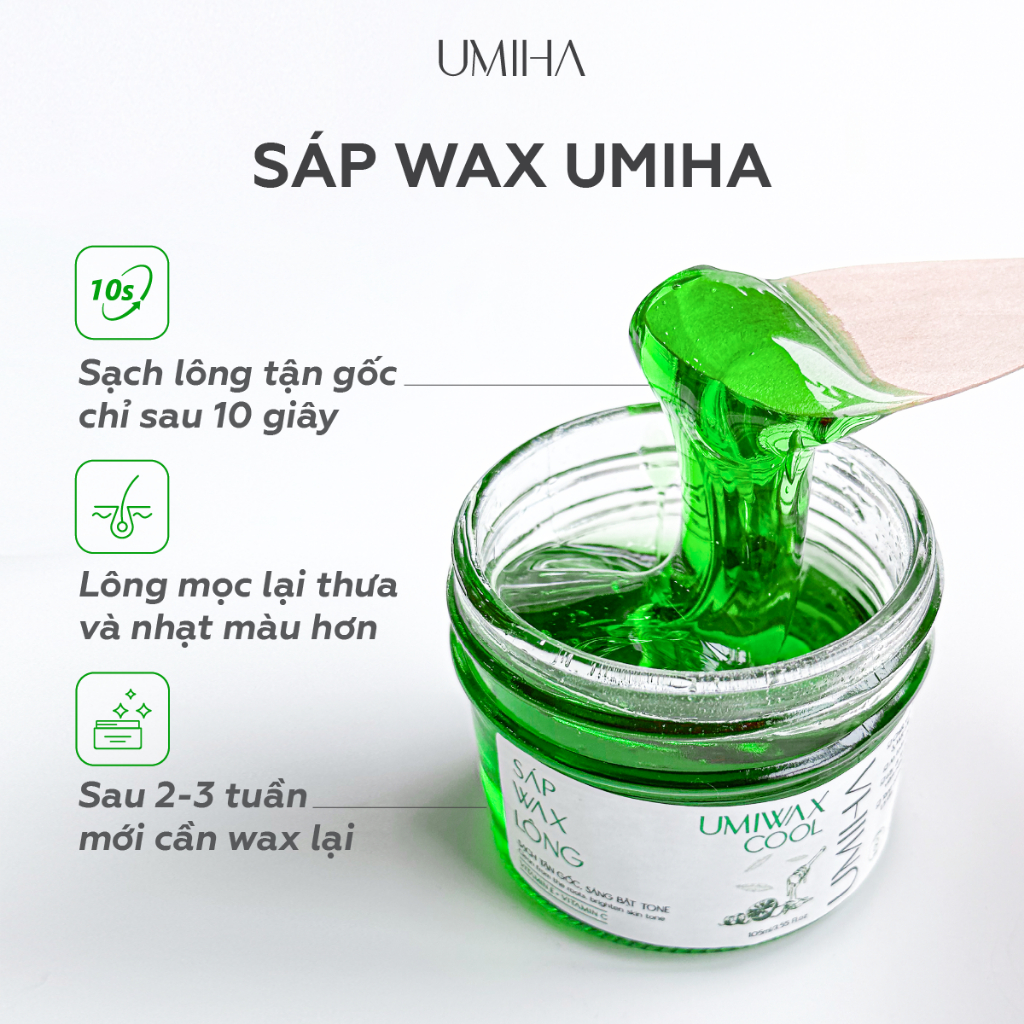 Sáp wax lông UMIHA (105ml) sạch tận gốc sau 1 lần wax lông - Bám dính x2 với sáp wax lông chân tay, wax lông nách