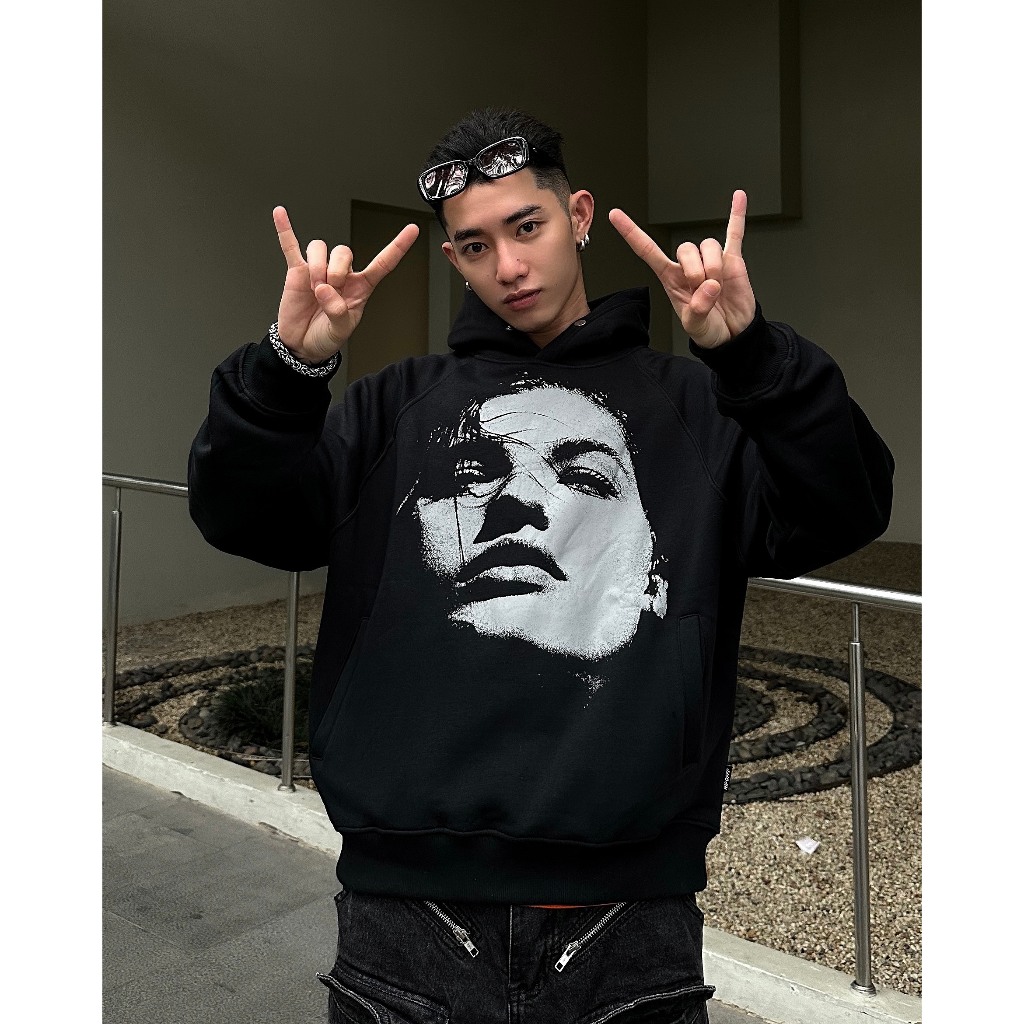 RIPOFFF Abstract Girl Hoodie - Black