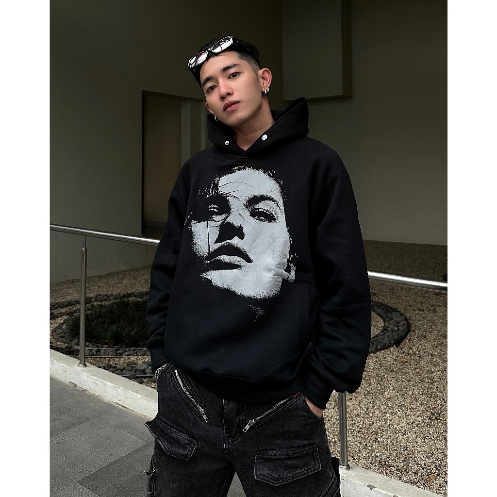 RIPOFFF Abstract Girl Hoodie - Black