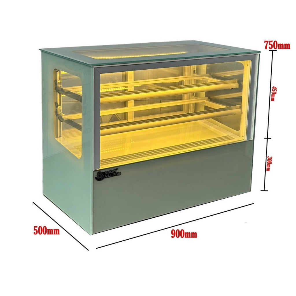 Tủ mát để bàn trưng bày màu trắng 70cm/ 90cm/1m2 kính vuông, có đèn sưởi kính chống đọng nước