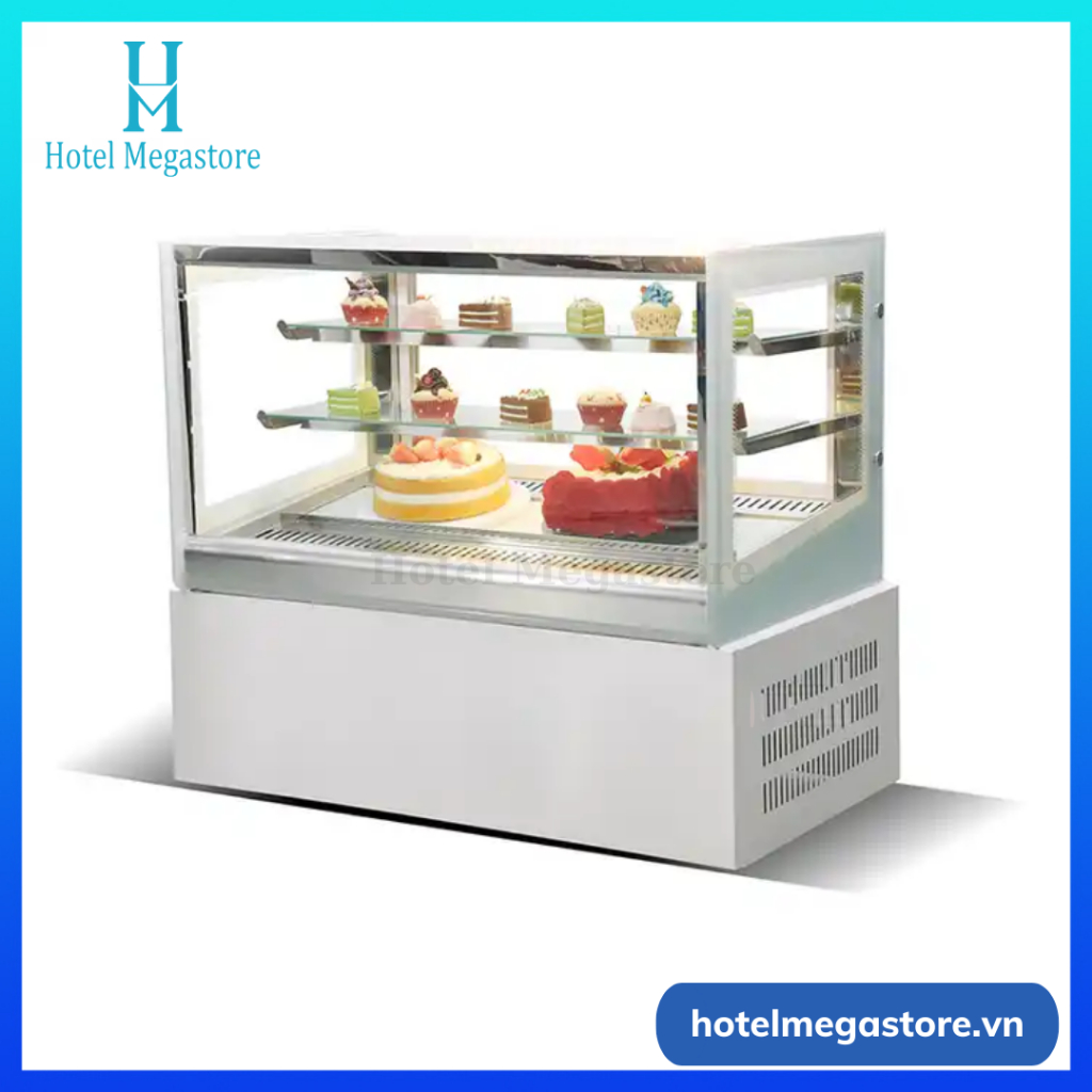 Tủ mát để bàn trưng bày màu trắng 70cm/ 90cm/1m2 kính vuông, có đèn sưởi kính chống đọng nước