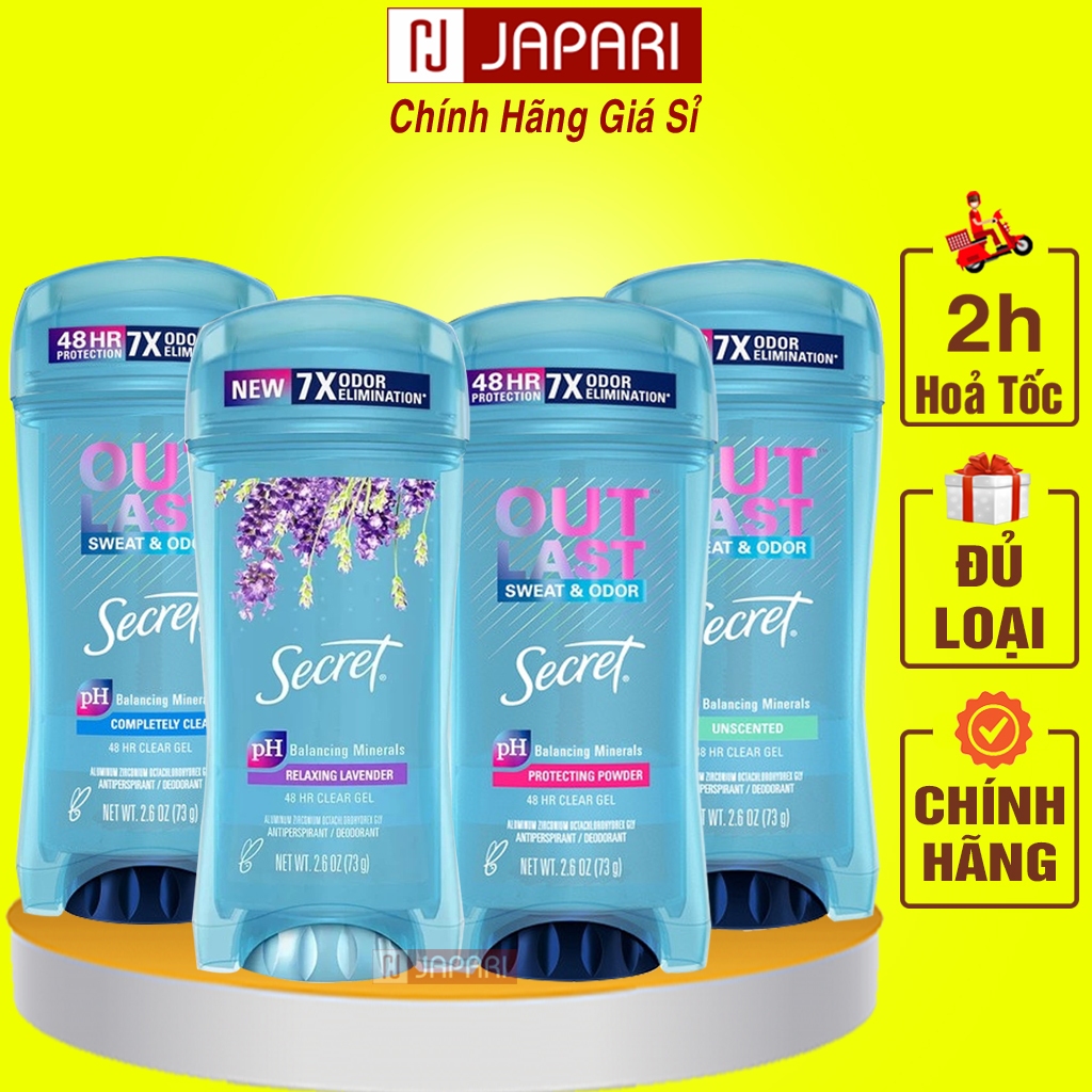 Lăn Khử Mùi Nữ Dạng Gel Secret CHÍNH HÃNG- Gel Lăn Nách Nữ Out Last Khử Mùi Cơ Thể,Hôi Nách - Lăng Nách Body Mist Japari