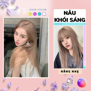 Thuốc nhuộm tóc NÂU KHÓI SÁNG cần tẩy , nâng nền phong cách Blackpink Hàn Quốc hottrend tặng mũ trùm găng tay May Hair