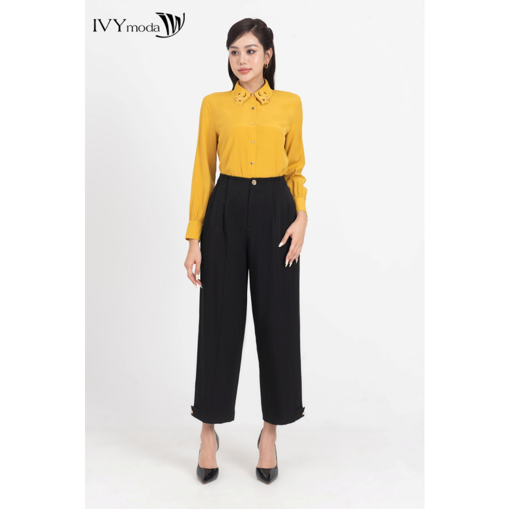 Quần dáng đứng phối khuy nữ IVY moda MS 22M8503