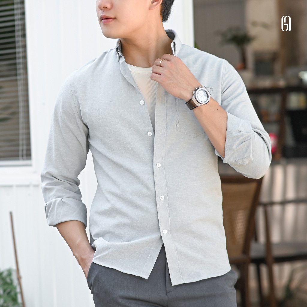 Sơ mi dài tay S23 EAZY SHIRT vải oxford co giãn, form Slimfit - THE GMEN ELEGANT EST 2017