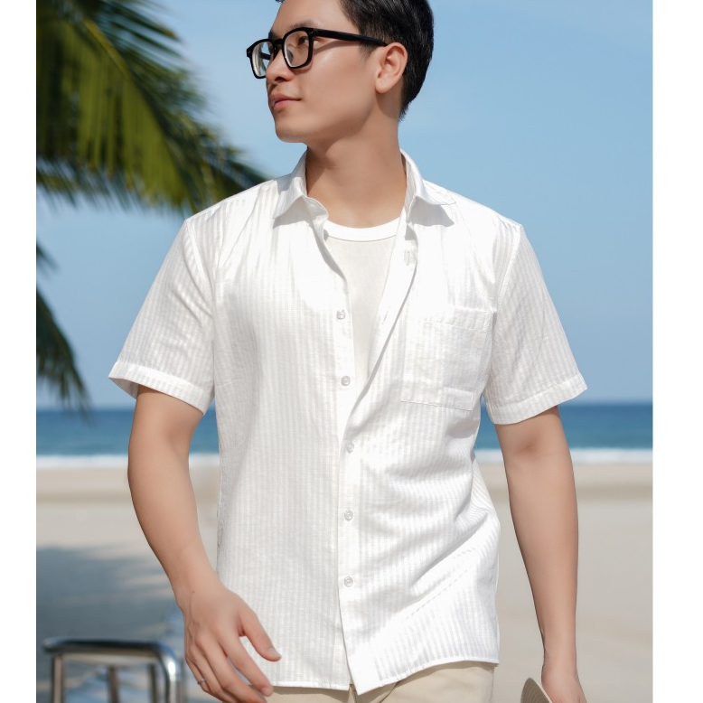 Sơ mi nam ngắn tay S23 SS OXFORD SHIRT vải oxford, form Slimfit - THE GMEN ELEGANT EST 2017