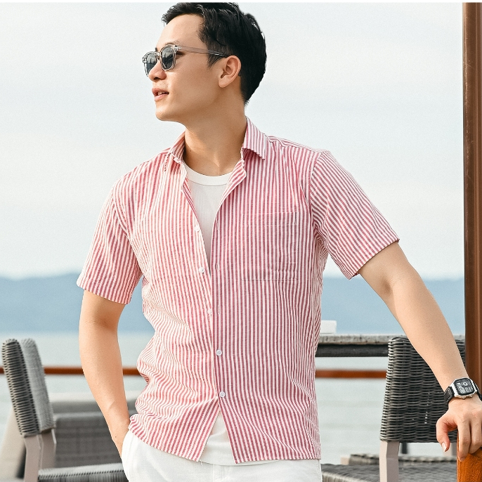 Sơ mi nam ngắn tay S23 SS OXFORD SHIRT vải oxford, form Slimfit - THE GMEN ELEGANT EST 2017