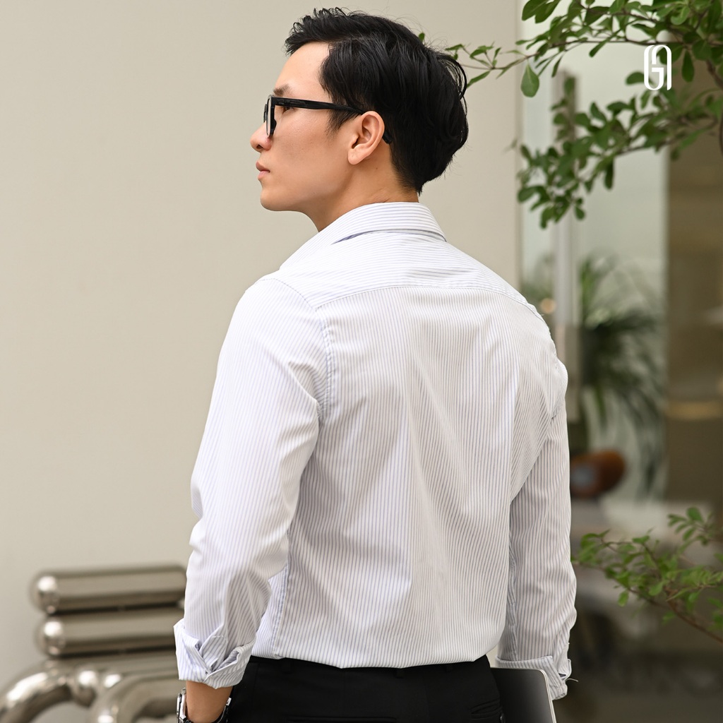 Sơ mi nam dài tay G23 STRIPED SPREAD SHIRT vải bamboo co giãn, form Slimfit - THE GMEN ELEGANT EST 2017