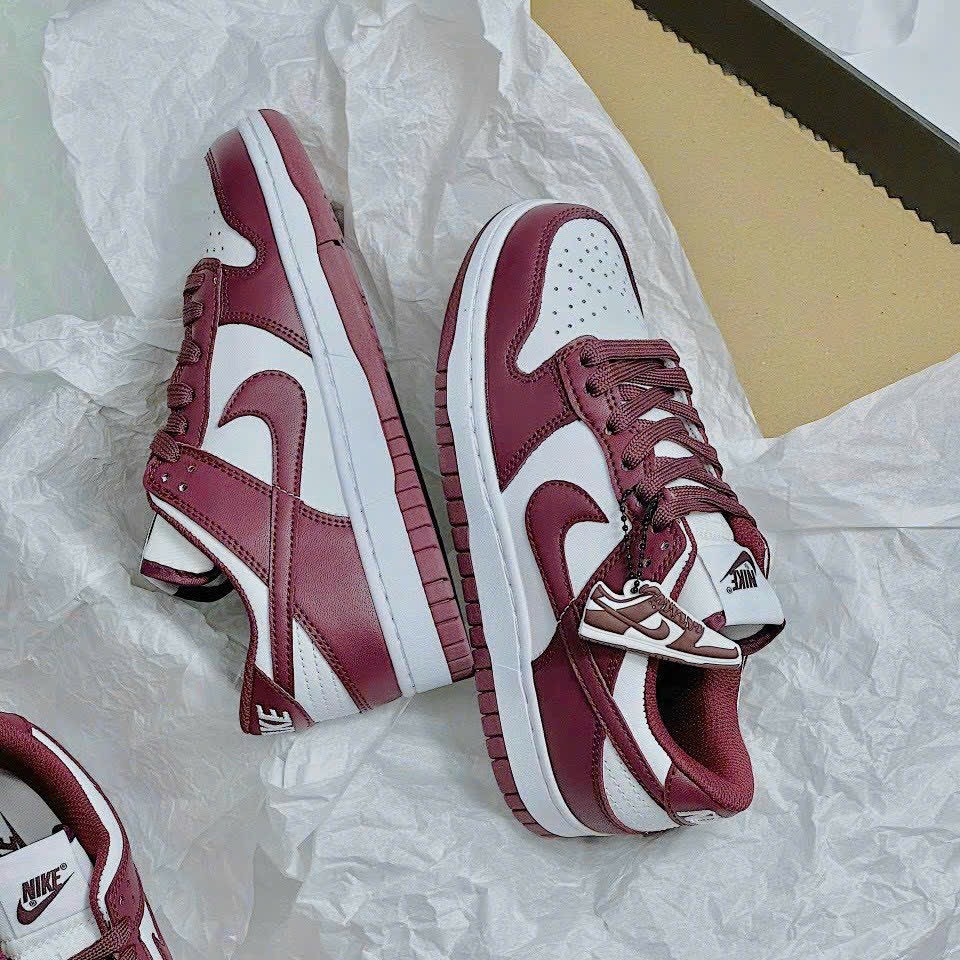 Giày Jordan SB DUNK trắng đỏ mận nam nữ cao cấp, giày JD SB đỏ cổ thấp thời trang mới