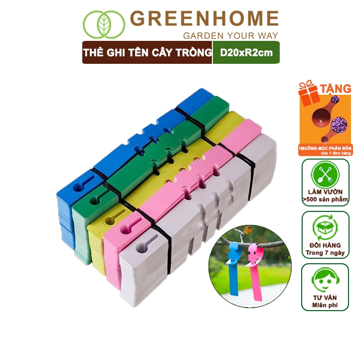 10 Thẻ Ghi Tên Cây Greenhome, D20xR2cm, Chất Liệu Nhựa PVC, Dễ Lắp Đặt, Tái Sử Dụng, Đánh Dấu Cây Trồng, Hạt Giống Rau