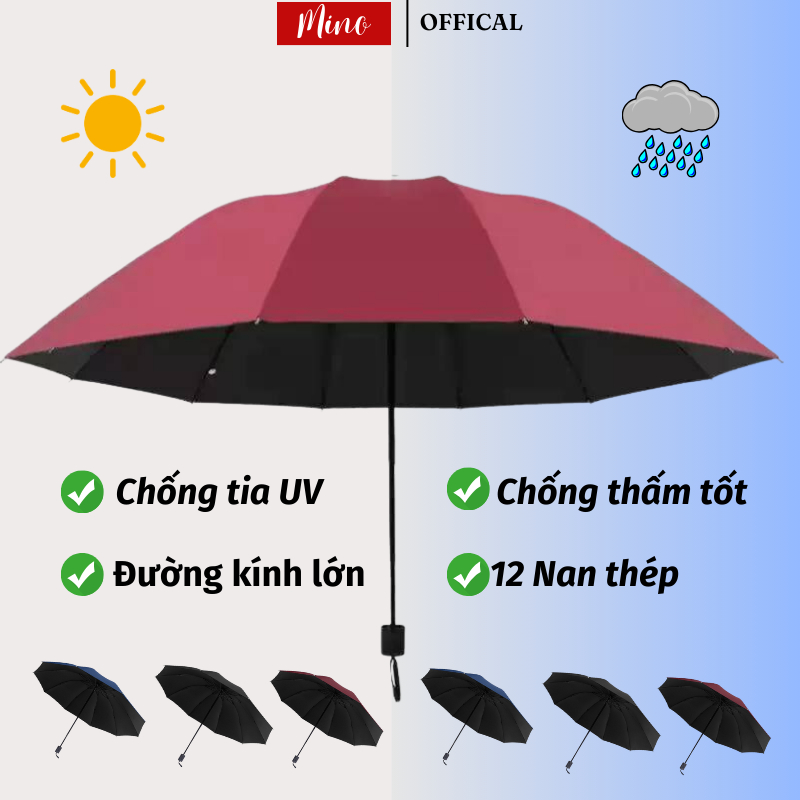 Dù Gấp Gọn Mino Cầm Tay Tiện Lợi Chống Thấm UV Tốt Nan Thép Chắc Chắn Không Gỉ