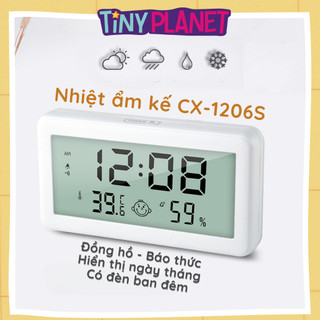 Nhiệt ẩm kế kèm đồng hồ đo nhiệt độ và độ ẩm phòng ngủ cho bé Tiny Planet có đèn ban đêm