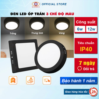 Đèn Ốp Trần Viền Đen 3 Chế Độ Sáng 6W 12W Haledco - Đèn Ốp Nổi Phòng Ngủ, Phòng Khách Bảo Hành 12 Tháng
