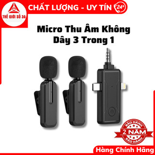 Micro thu âm không dây 3 trong 1 ,Mic livestream ,quay video ,bài giảng ,khử lọc tiếng ồn dõ nét khoảng cách 20m
