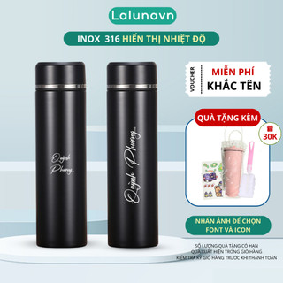  Bình nước giữ nhiệt inox 316 hiển thị NHIỆT ĐỘ chính xác 500ml Lalunavn,chống ăn mòn độ bền cao B145 