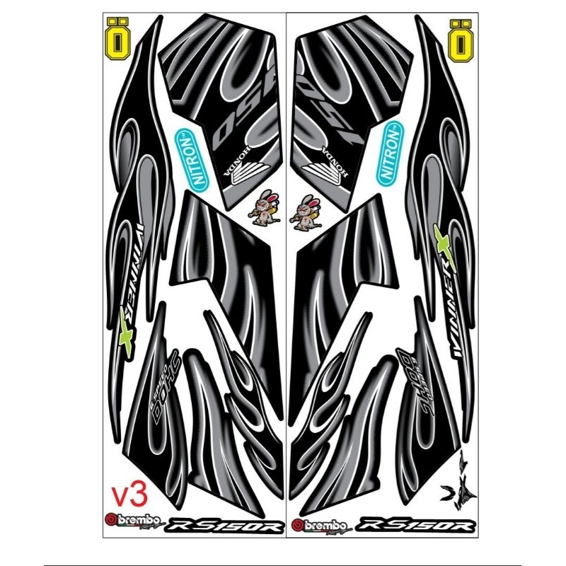 Tem rời dán xe winer x v3 lửa xe đen