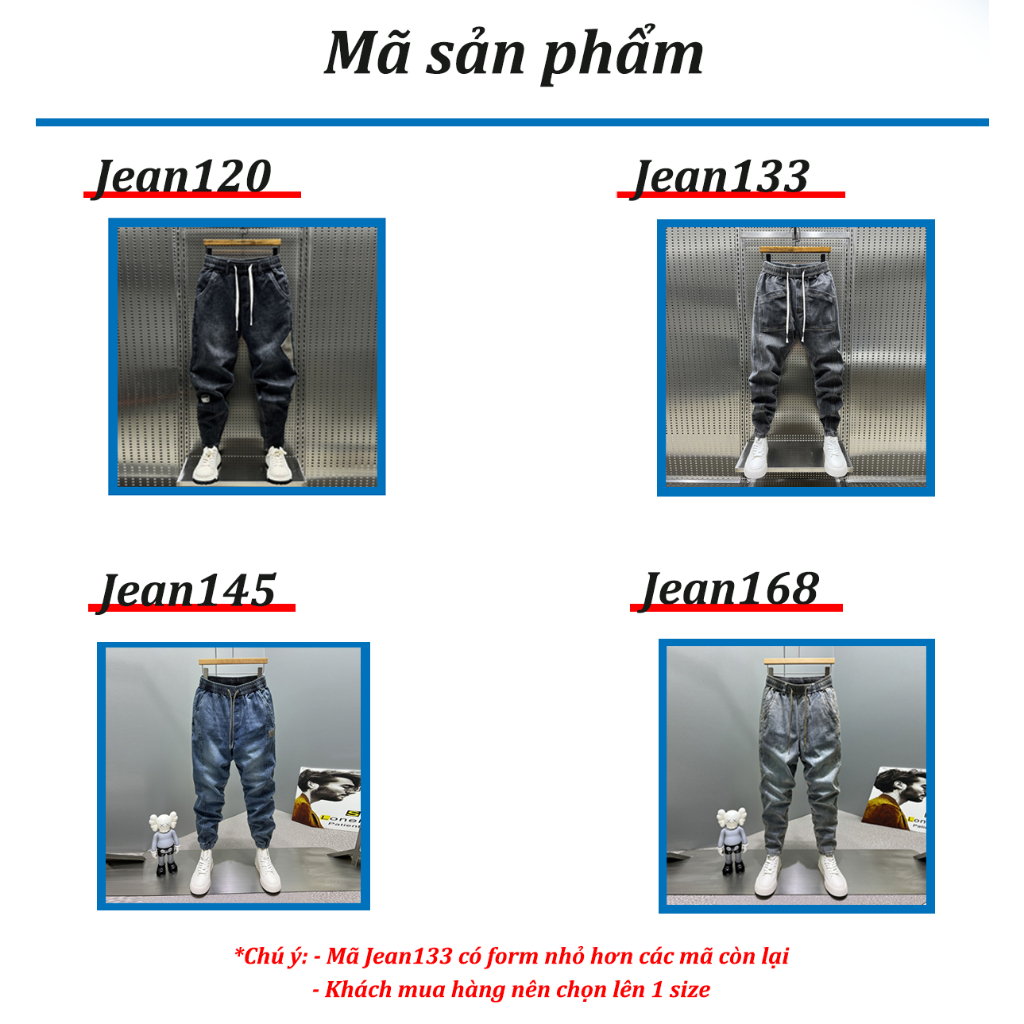 Quần Jean Nam Jogger, Quần Bò Nam Phong Cách Thể Dục Thể Thao Năng Động Cá Tính Unisex  - Jean 120-168