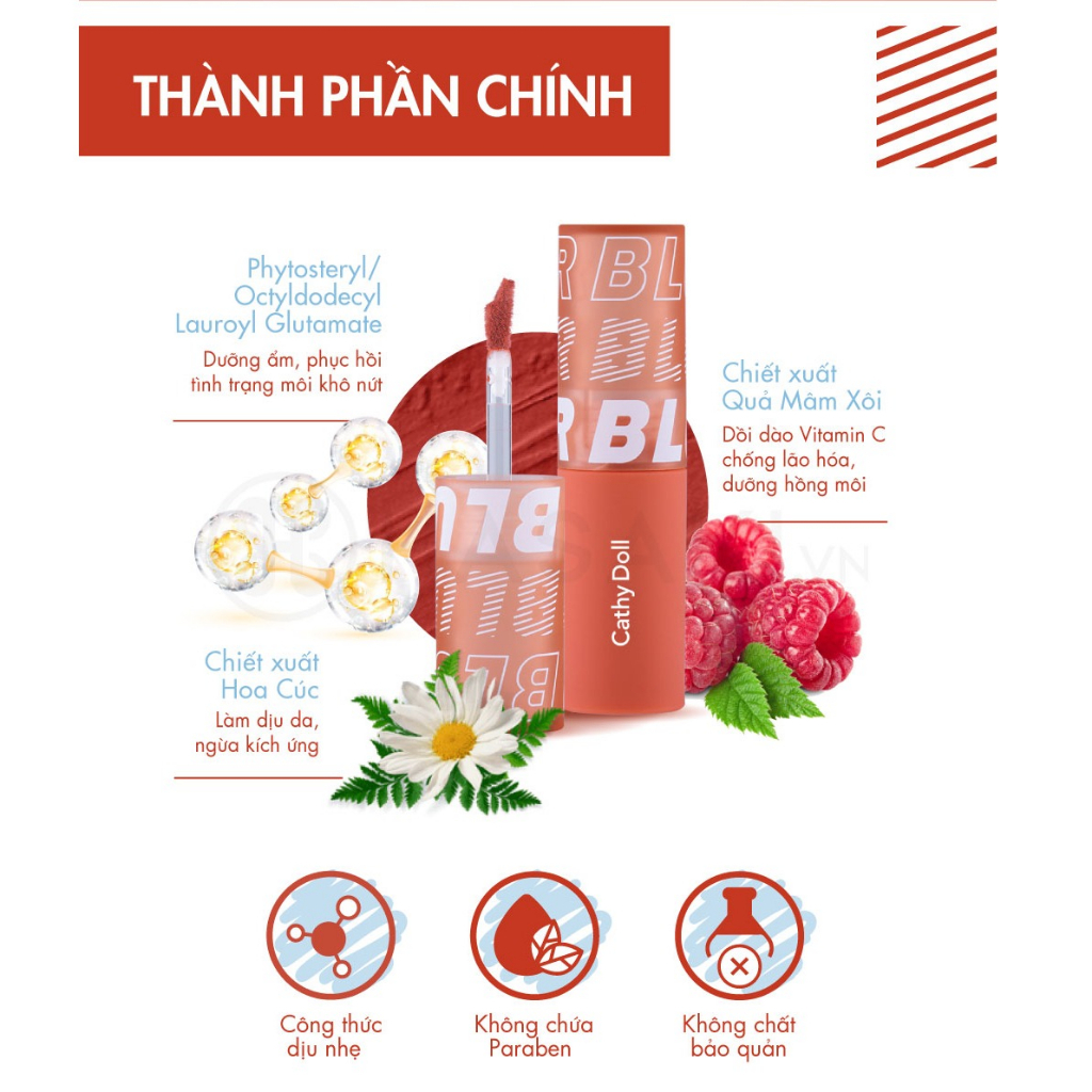 Son Kem Lì Cathy Doll Air Relax Lip Blur 3.5 g mềm mịn, lâu trôi June6.vn