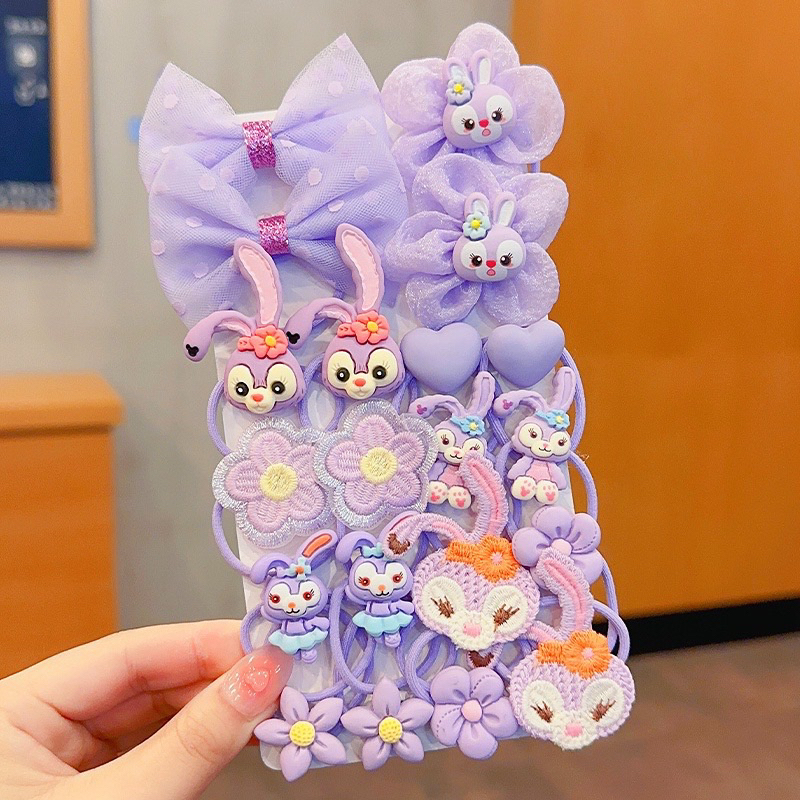 Sét 20 Dây Buộc Tóc Cao Su Co Giãn Hình Gấu Và Dâu Tây Dễ Thương Cho Bé Gái