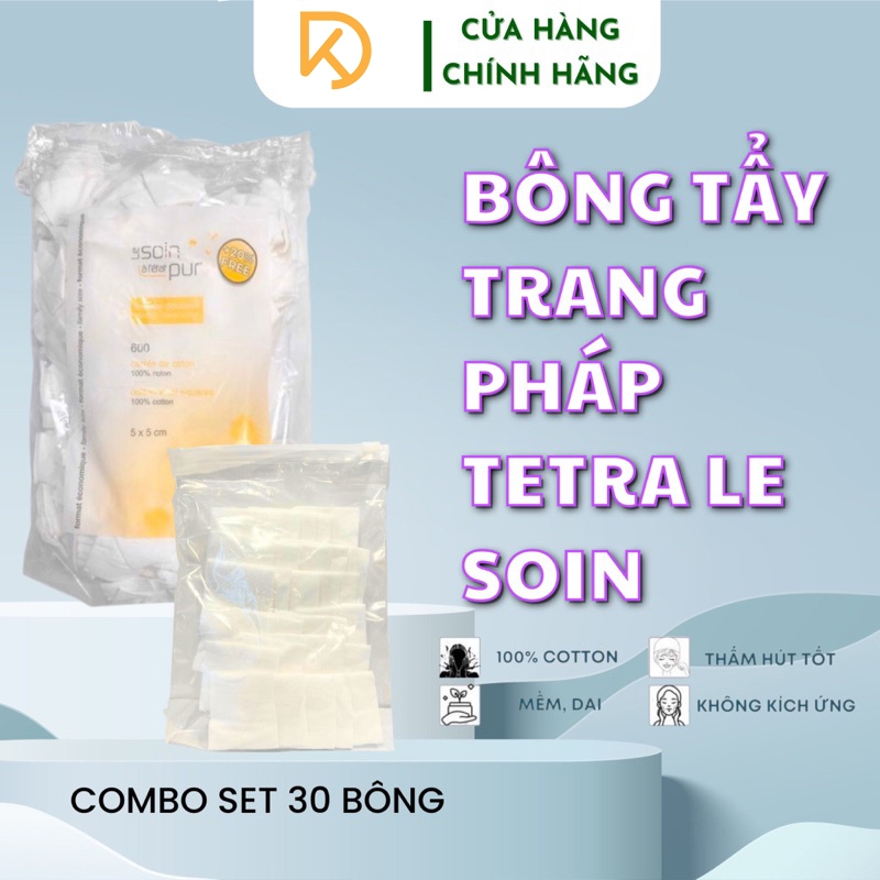 Combo Tặng Bông Tẩy Trang Tetra Pháp 30-600 miếng. Siu mền mượt ko xù, bỏ túi siu tiện lợi