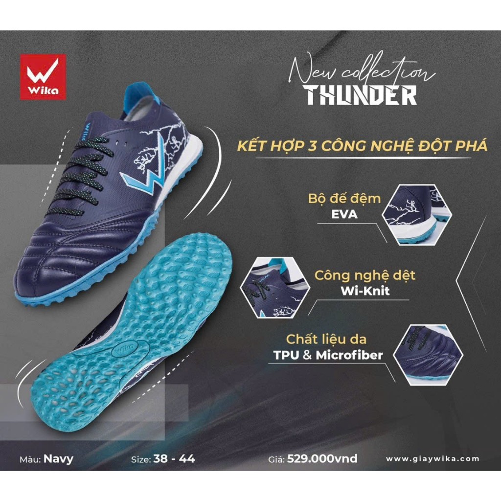 Giày Đá Banh Nam Wika Thunder Chính Hãng, Giày Đá Banh Sân Cỏ Nhân Tạo Siêu Đẹp Êm Chân TD