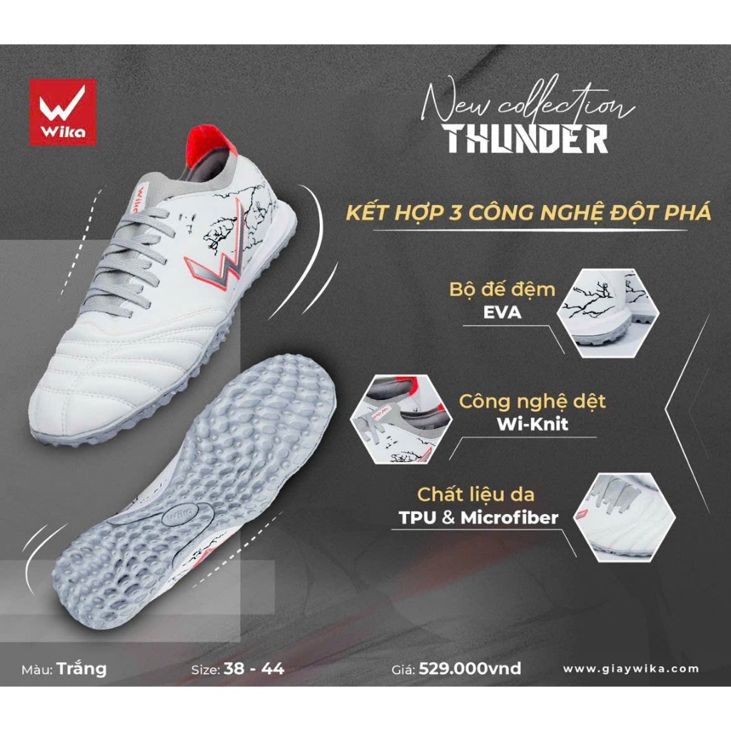 Giày Đá Banh Nam Wika Thunder Chính Hãng, Giày Đá Banh Sân Cỏ Nhân Tạo Siêu Đẹp Êm Chân TD