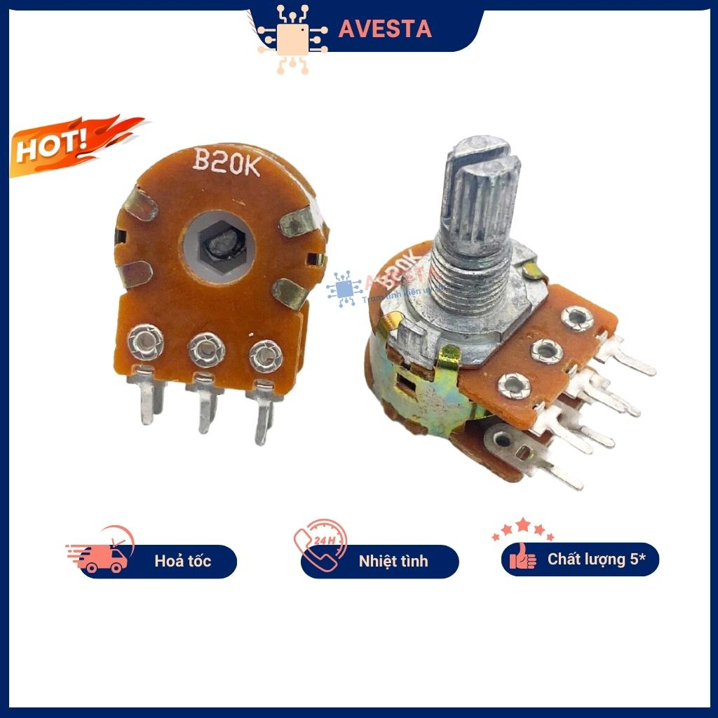 Chiết áp đôi WH148i 500K 100K 50K 20K 10K 5K 2K 1K 15mm chính hãng Avesta